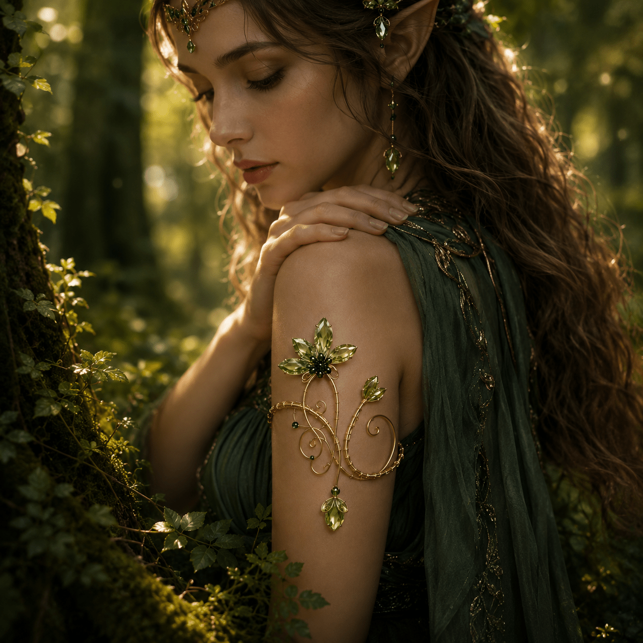 Whispering Lily Arm Cuff - Elven Rose