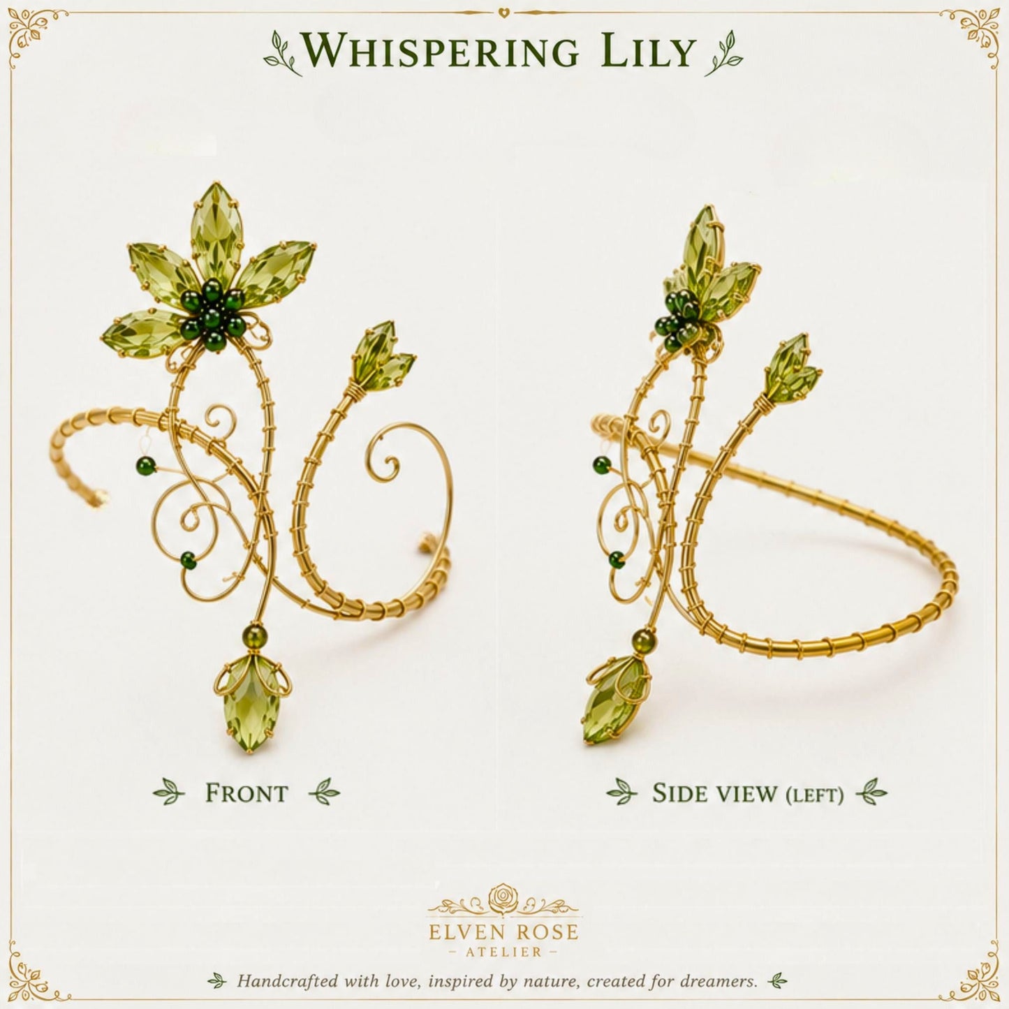 Whispering Lily Arm Cuff - Elven Rose