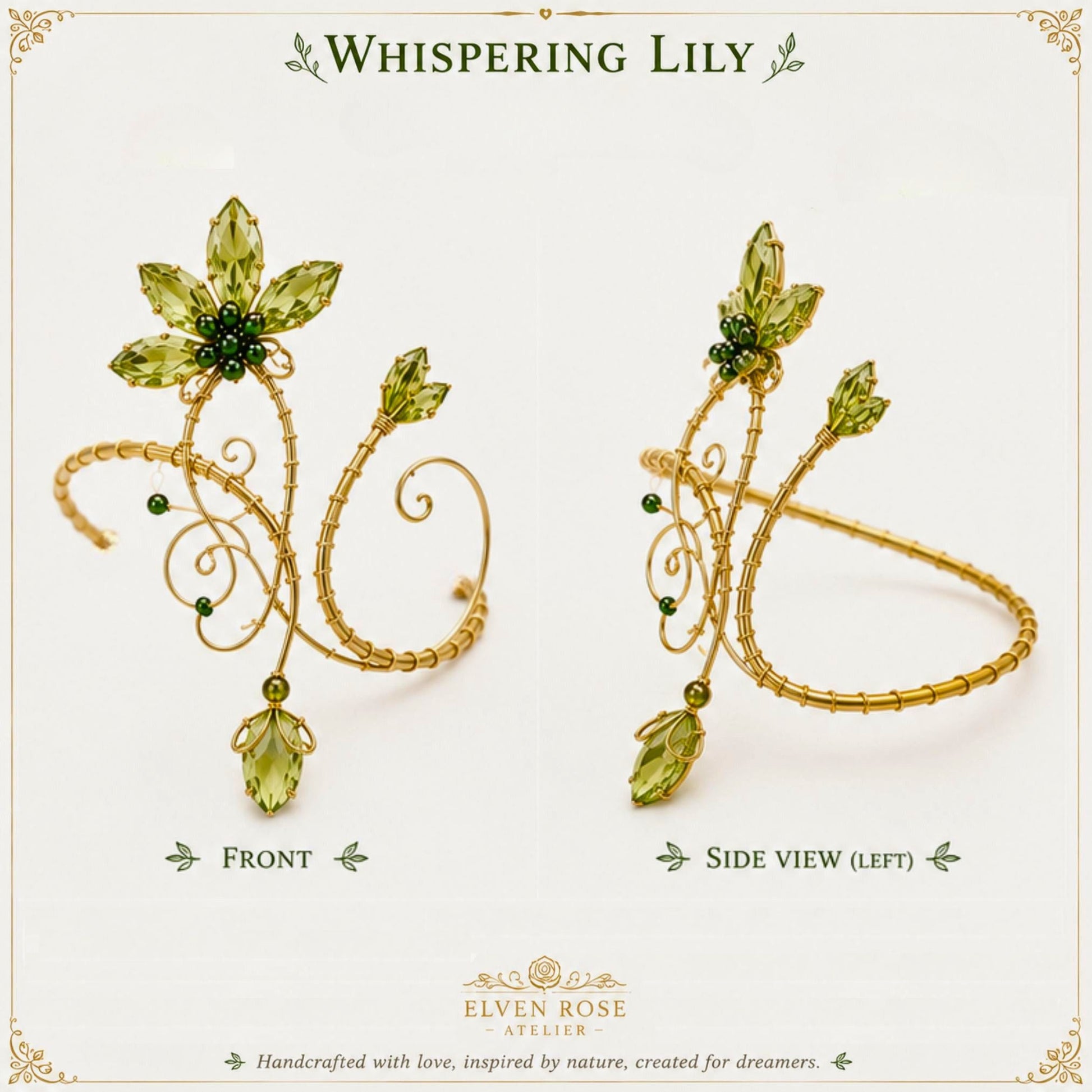 Whispering Lily Arm Cuff - Elven Rose