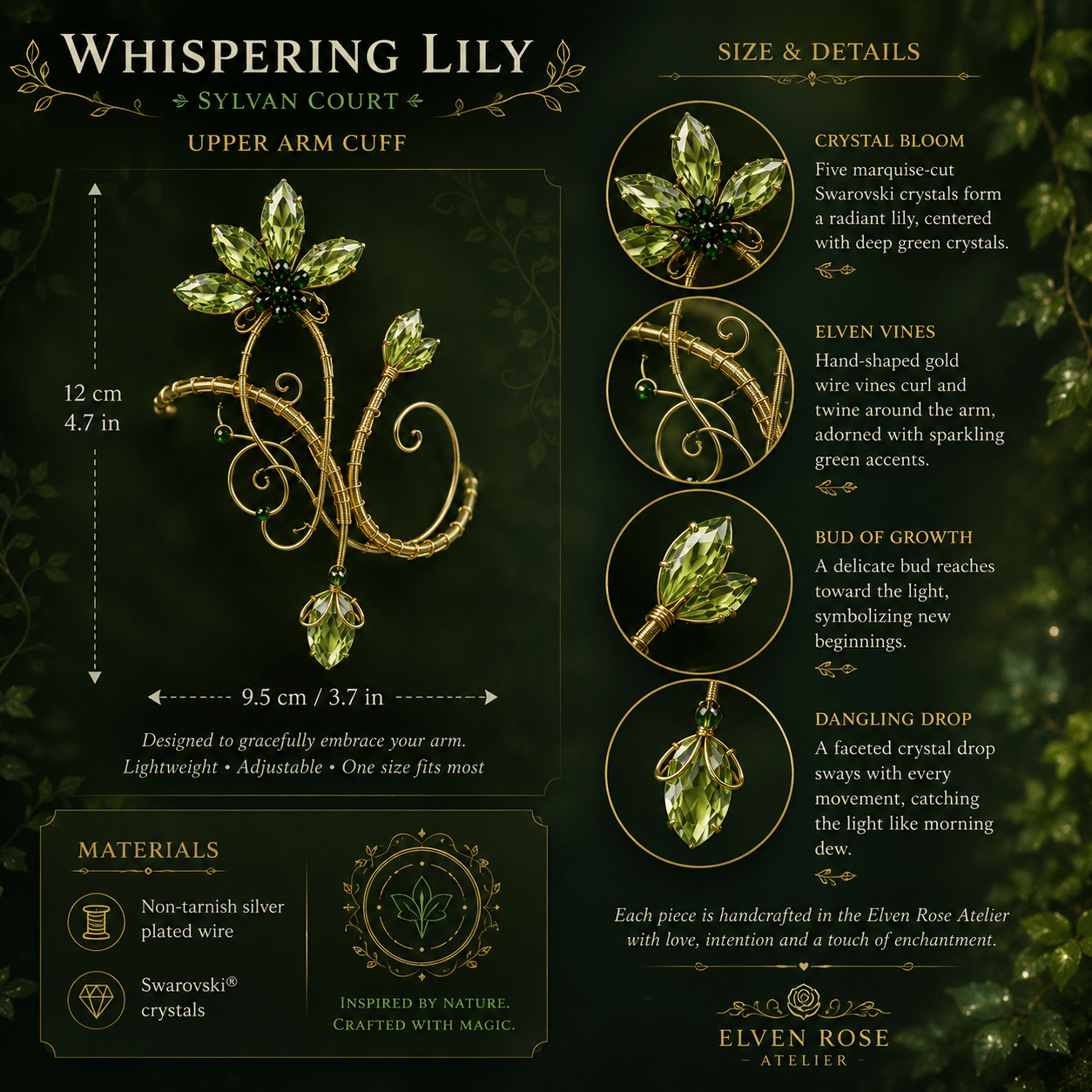 Whispering Lily Arm Cuff - Elven Rose