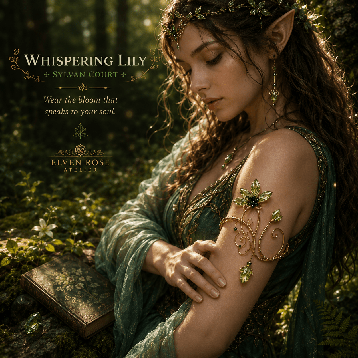 Whispering Lily Arm Cuff - Elven Rose