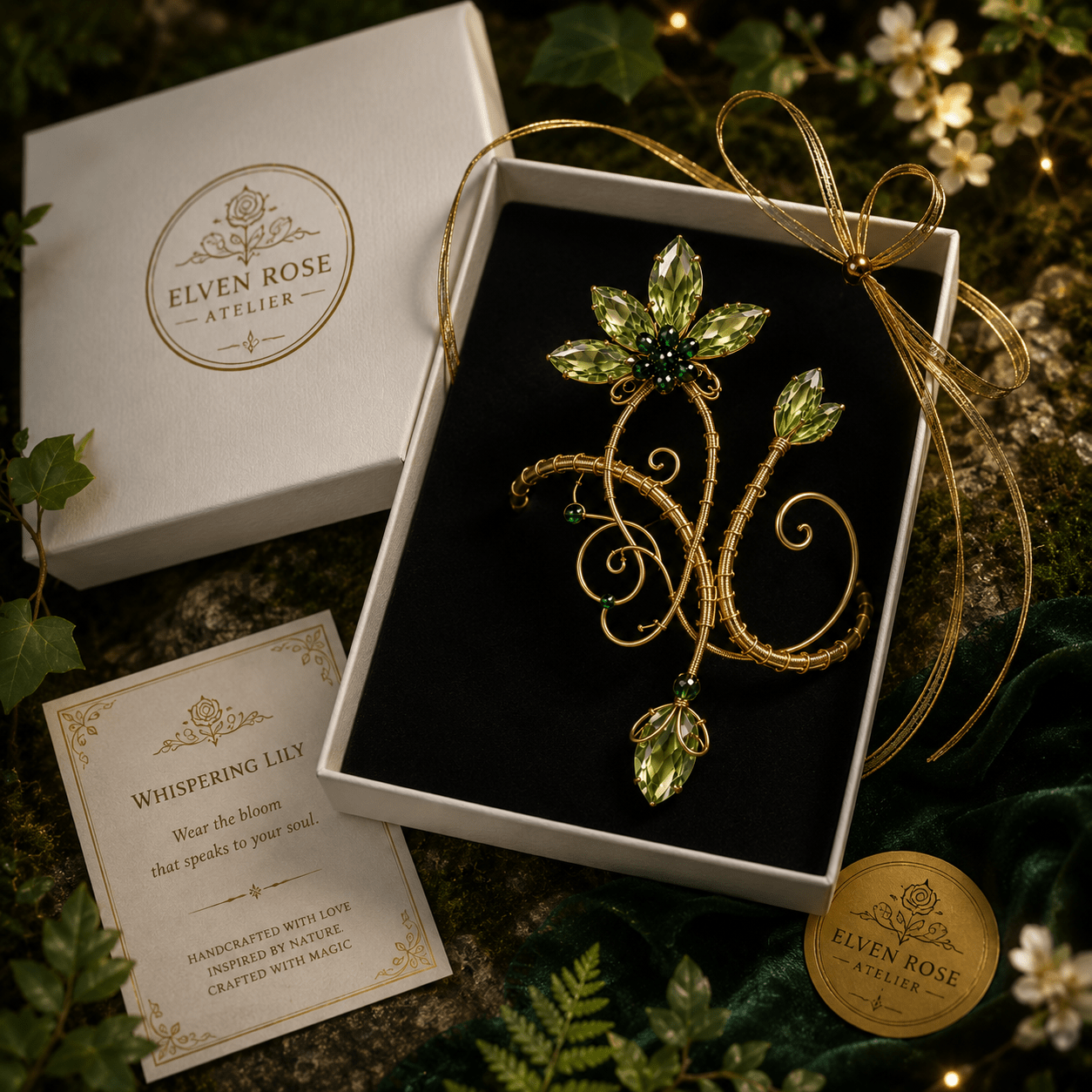 Whispering Lily Arm Cuff - Elven Rose