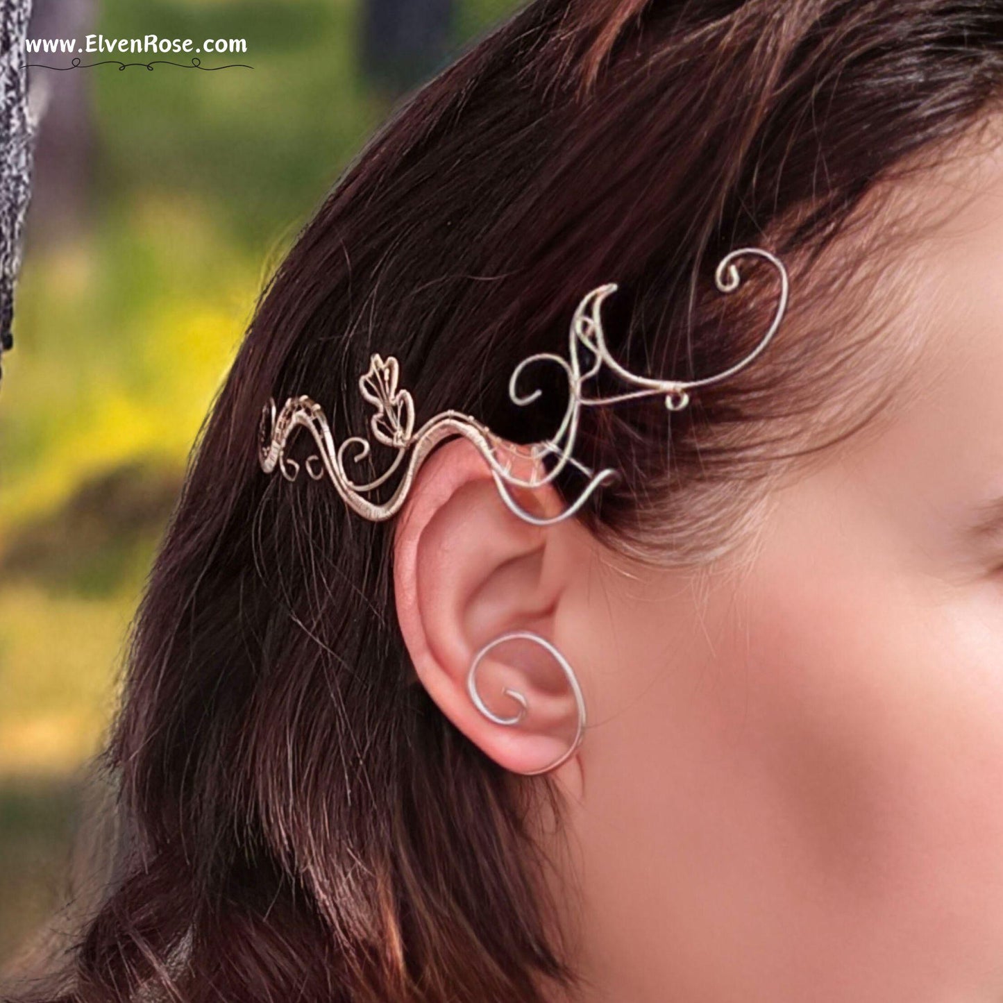 "Whispering Vines" Fantasy Ear Wrap Earring - Elven Rose