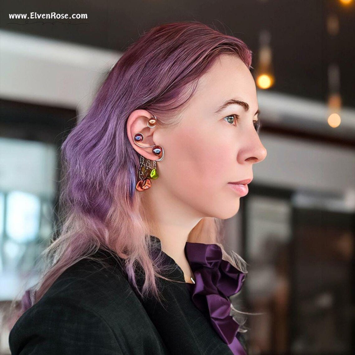 Whispers of Autumn Ear Wrap Earrings - Elven Rose
