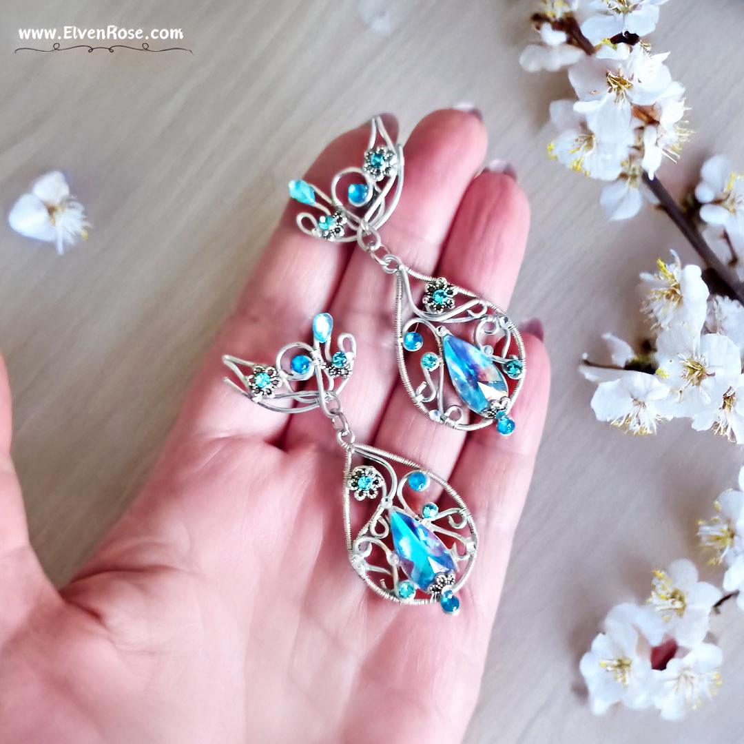 "Whispers of Starlight" night glow fantasy earrings - Elven Rose