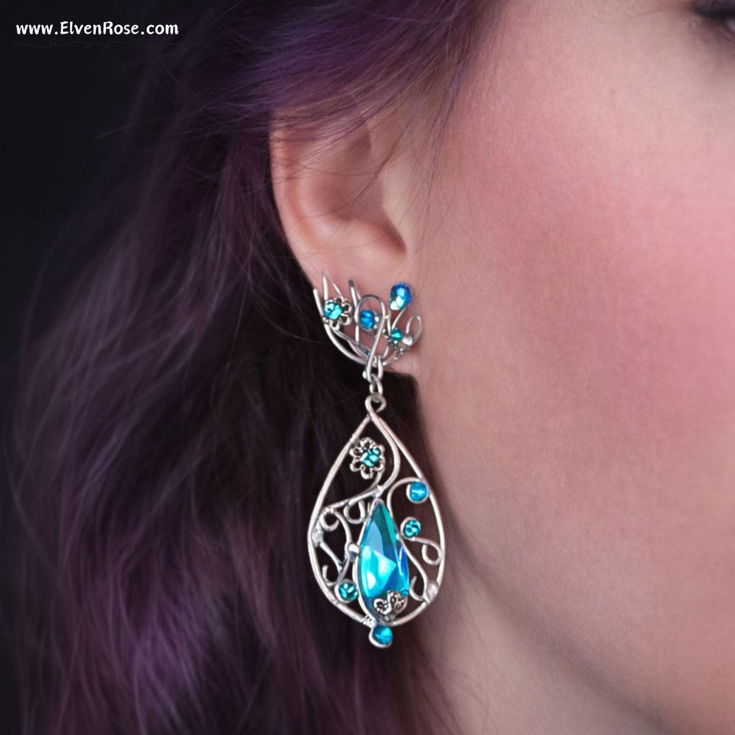"Whispers of Starlight" fantasy earrings - Elven Rose