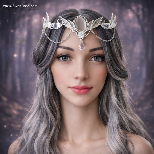 White Elegance Tiara - Elven Rose
