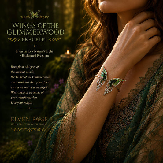 Wings of the Glimmerwood – Fantasy Butterfly Wing Cuff Bracelet - Elven Rose