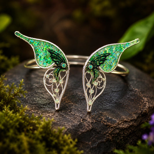 Wings of the Glimmerwood – Fantasy Butterfly Wing Cuff Bracelet - Elven Rose