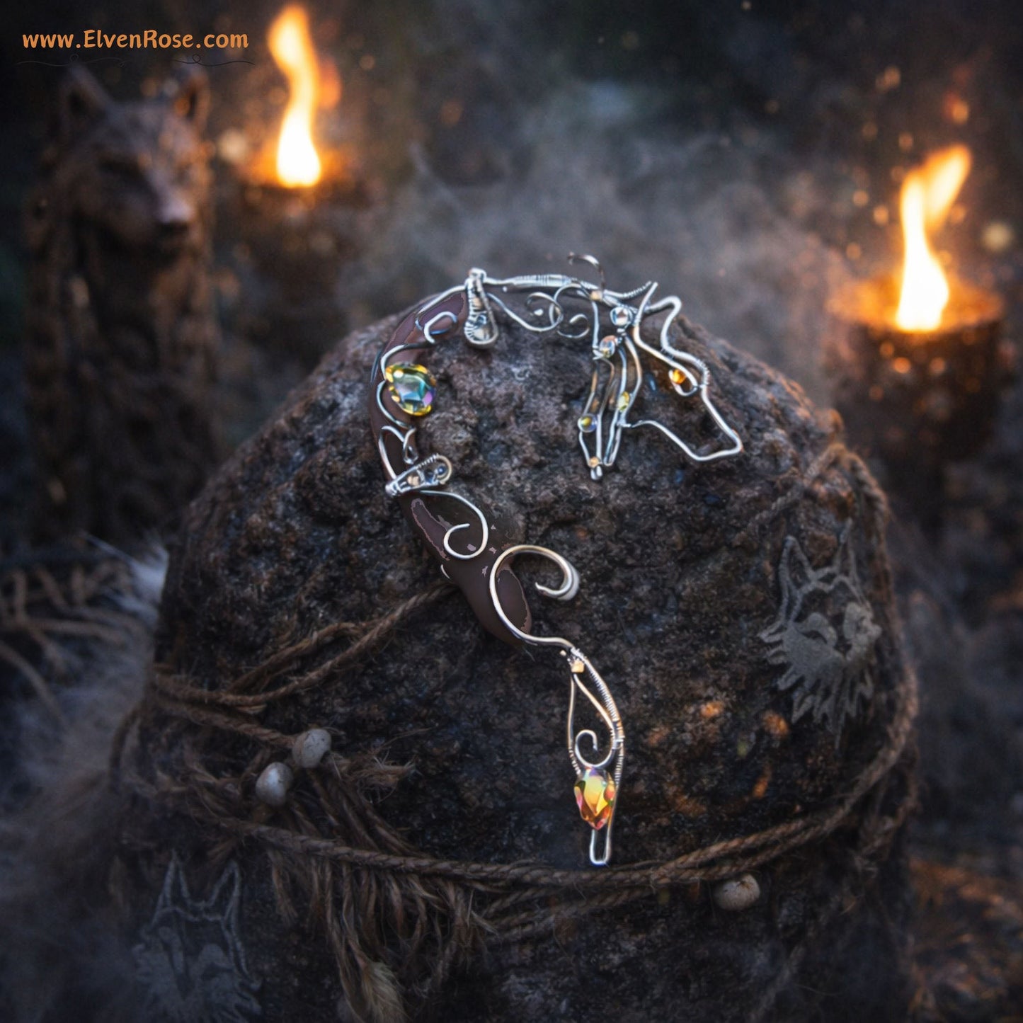 "Wolf Ear Wrap" celestial wolf jewelry - Elven Rose