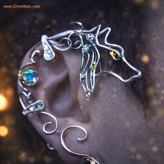 "Wolf Ear Wrap" celestial wolf jewelry - Elven Rose