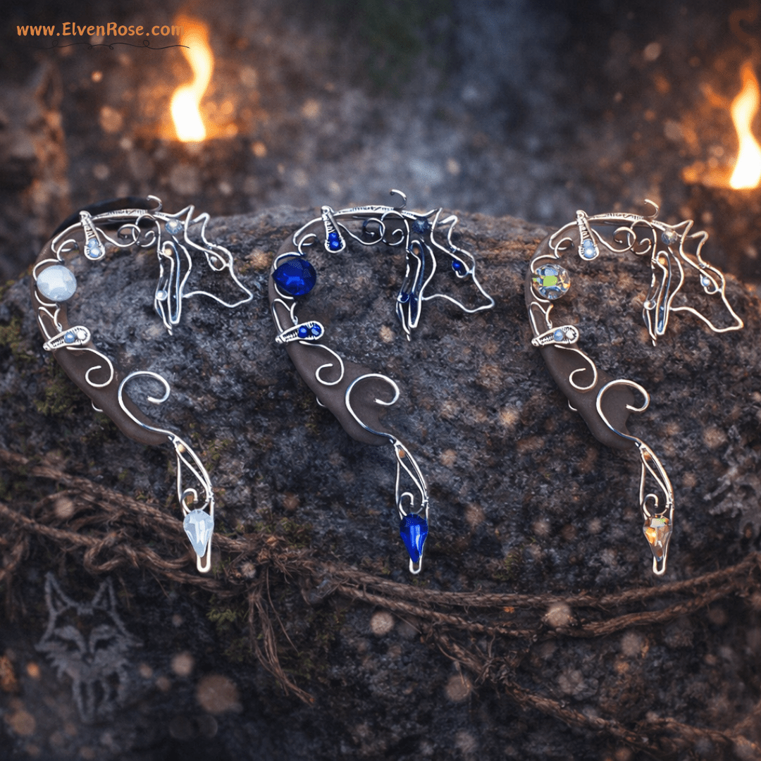 "Wolf Ear Wrap" celestial wolf jewelry - Elven Rose