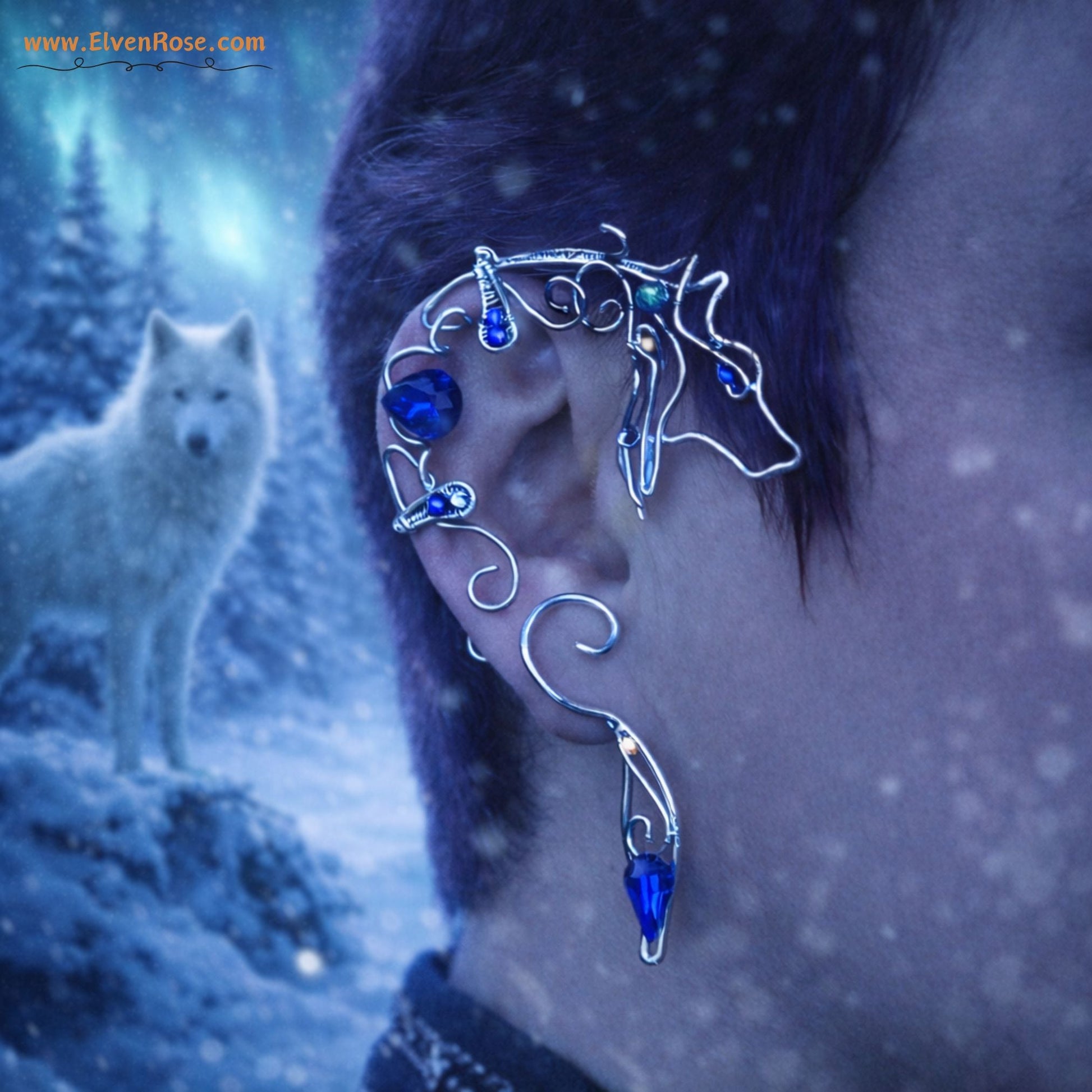 "Wolf Ear Wrap" celestial wolf jewelry - Elven Rose